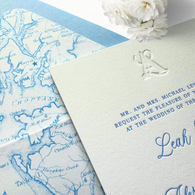 Chesapeake Bay map wedding invitations